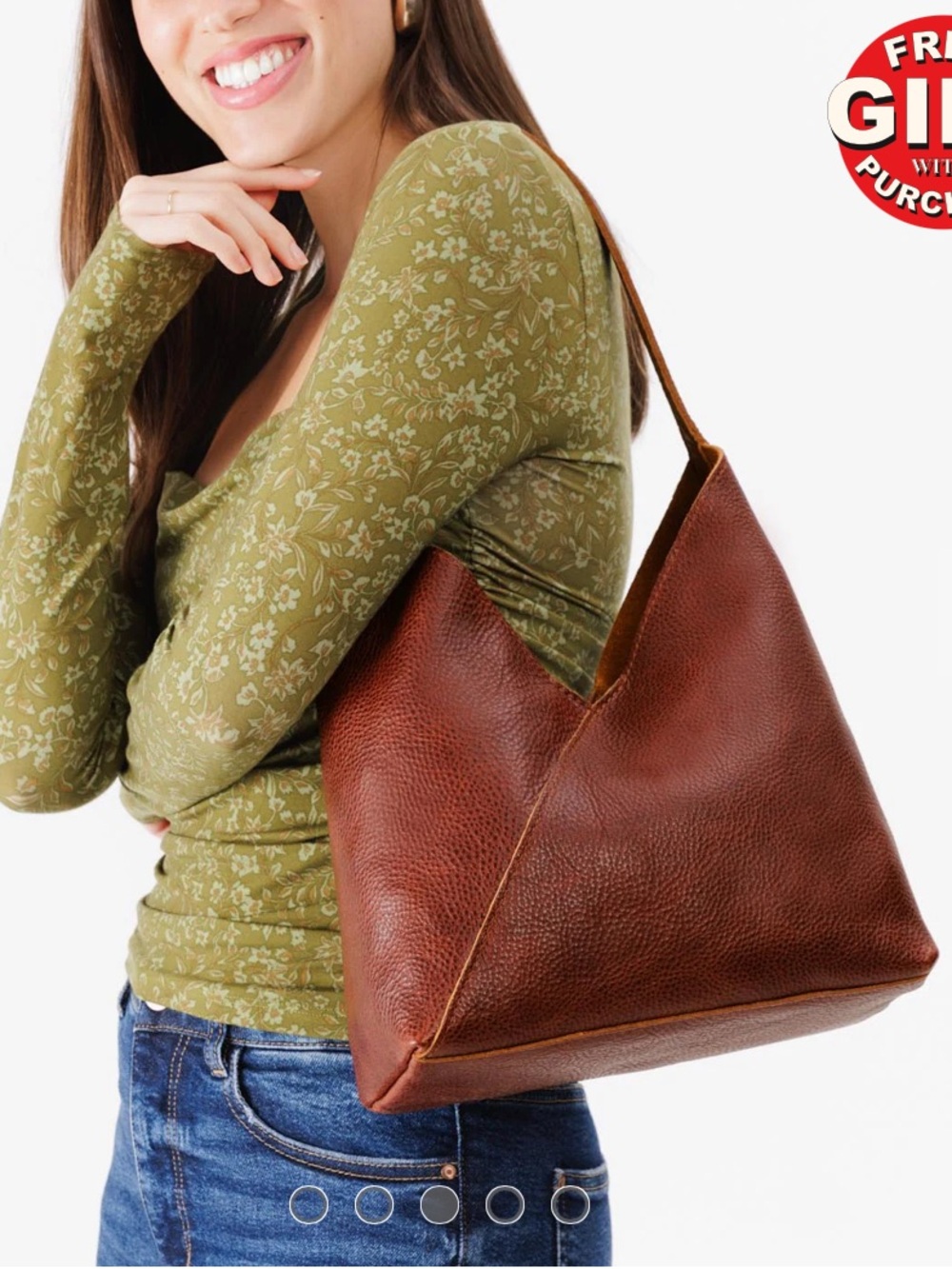 Portland Leather Goods Large Naomi Shoulder Bag in Nutmeg Pebbled Leather NWT - Picture 12 of 14